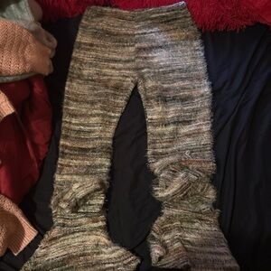 Textured Knit Flare Pants